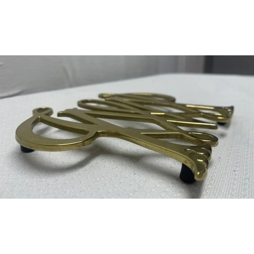 Brass William and Mary Cypher Trivet Classic Traditional Williamsburg 1950 Decor